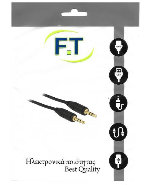 FTT16-016 Gold ΚΑΛΩΔΙΩΣΗ 3.5mm STEREO ΑΡΣΕΝΙΚΟ - 3.5mm STEREO ΑΡΣΕΝΙΚΟ 2.5m