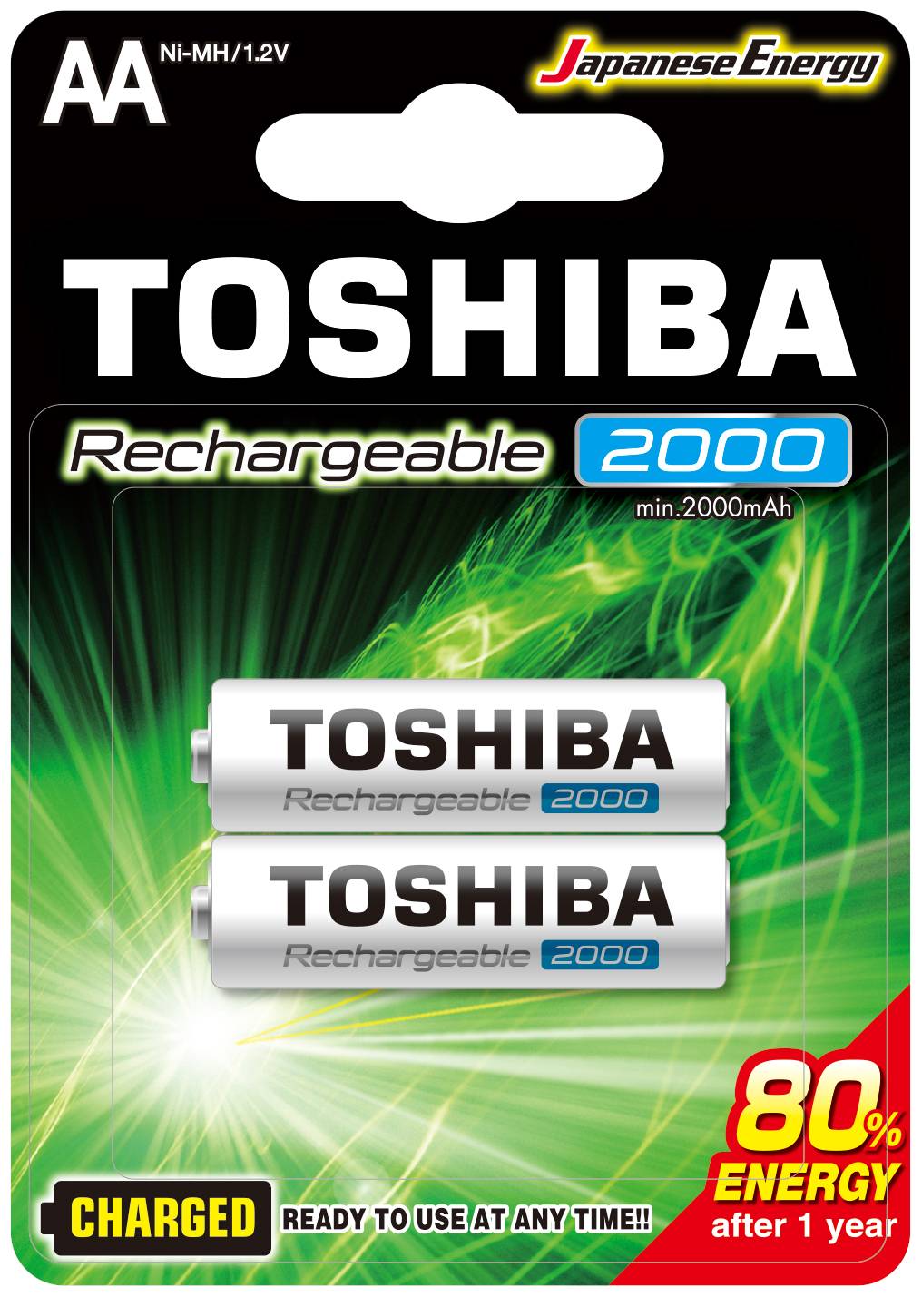 Toshiba Rechargeable AA 2000mAh (blister 2 pcs) - TOSHIBA TNH-6GME